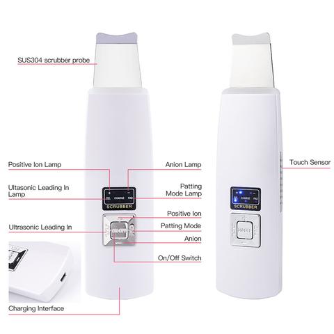 Ultrasonic Skin Scrubber Face Cleanser Blackhead Acne Removal Facial Spa Vibration Massager
