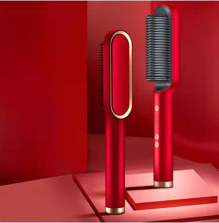 New 2 In 1 Hair Straightener Hot Comb Negative Curling Tong Dual-purpose Electric Hair Brush