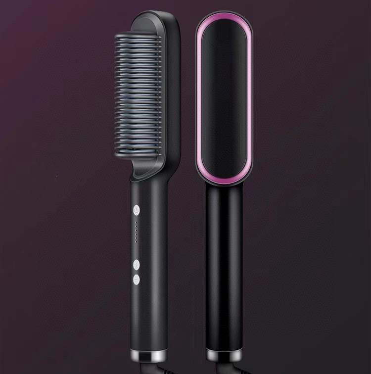 New 2 In 1 Hair Straightener Hot Comb Negative Curling Tong Dual-purpose Electric Hair Brush