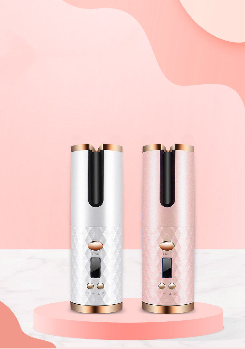 Womens Portable Hair Curling Iron Rechargeable Automatic Hair Curler