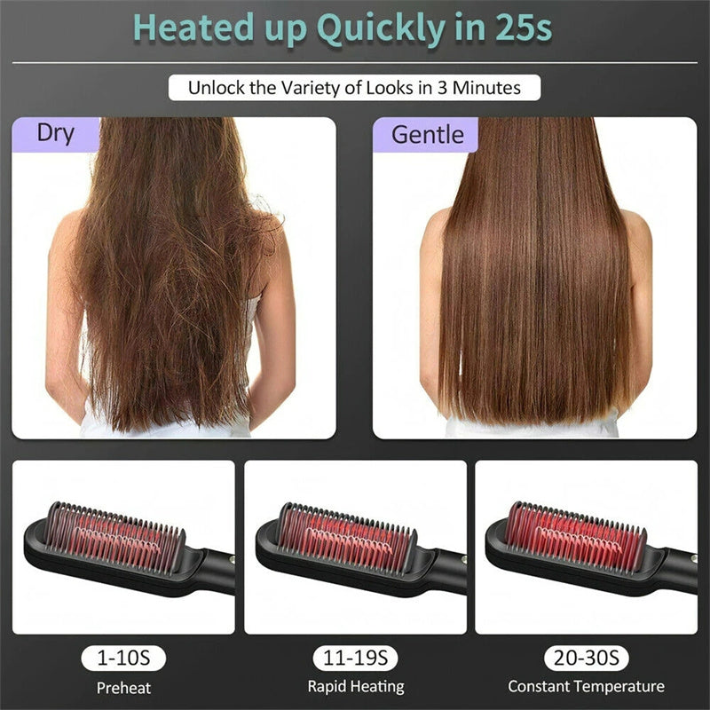 New 2 In 1 Hair Straightener Hot Comb Negative Curling Tong Dual-purpose Electric Hair Brush