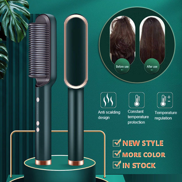 New 2 In 1 Hair Straightener Hot Comb Negative Curling Tong Dual-purpose Electric Hair Brush