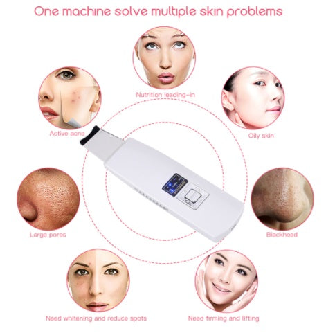 Ultrasonic Skin Scrubber Face Cleanser Blackhead Acne Removal Facial Spa Vibration Massager