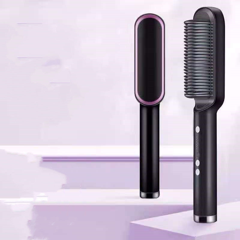 New 2 In 1 Hair Straightener Hot Comb Negative Curling Tong Dual-purpose Electric Hair Brush
