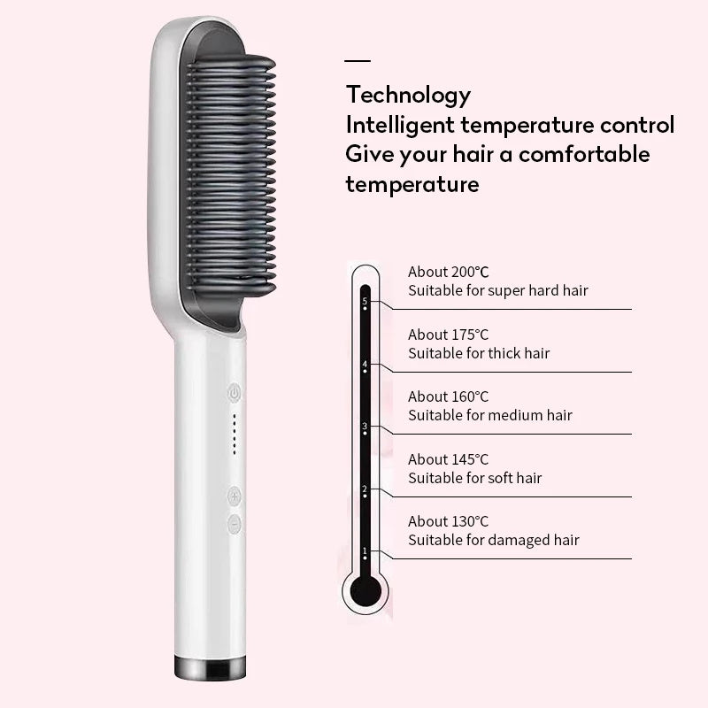 New 2 In 1 Hair Straightener Hot Comb Negative Curling Tong Dual-purpose Electric Hair Brush