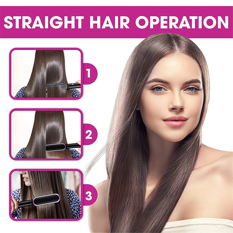 New 2 In 1 Hair Straightener Hot Comb Negative Curling Tong Dual-purpose Electric Hair Brush